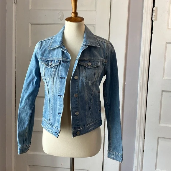 GAP Distressed Denim Jacket, Size XS - Picture 5 of 17